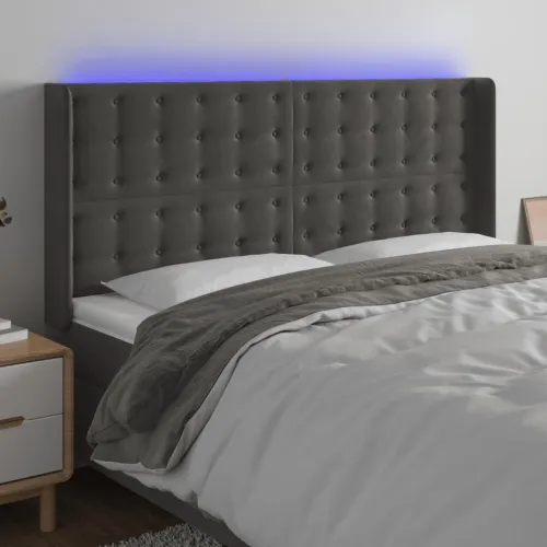 LED uzglavlje tamnosivo 183 x 16 x 118/128 cm baršunasto - Tamno siva 183 x 16 x 118/128 cm Cijena