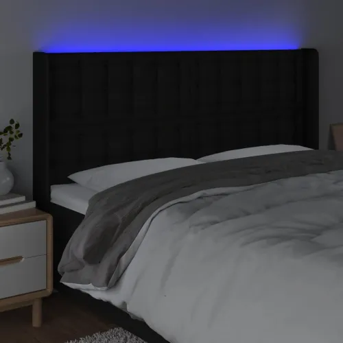 LED uzglavlje crno 183 x 16 x 118/128 cm od tkanine - Crna 183 x 16 x 118/128 cm Cijena