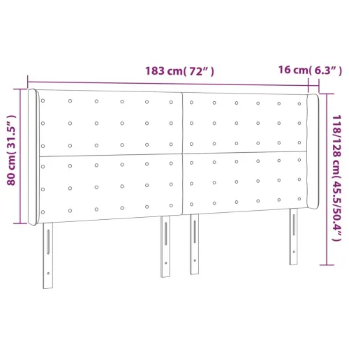 LED uzglavlje tamnosmeđe 183x16x118/128 cm od tkanine - Tamno smeđa 183 x 16 x 118/128 cm Cijena