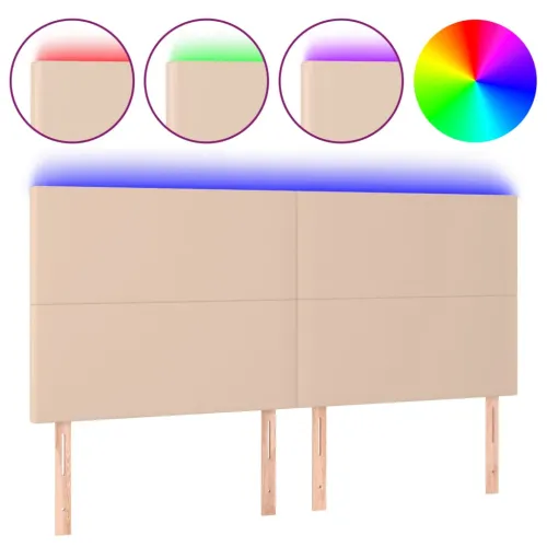 LED uzglavlje boja cappuccina 200x5x118/128 cm od umjetna koža - Boja cappuccina 200 x 5 x 118/128 cm Cijena