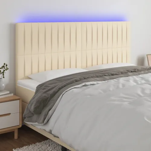 LED uzglavlje krem 200x5x118/128 cm od tkanine - Krema 200 x 5 x 118/128 cm Cijena