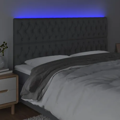 LED uzglavlje tamnosivo 180x7x118/128 cm od tkanine - Tamno siva 180 x 7 x 118/128 cm Cijena