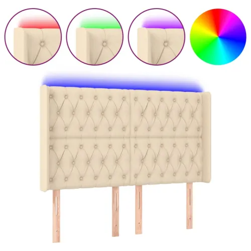 LED uzglavlje krem 163 x 16 x 118/128 cm od tkanine - Krema 163 x 16 x 118/128 cm Cijena