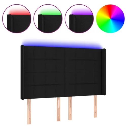 LED uzglavlje crno 144x5x118/128 cm od tkanine - Crna 144 x 5 x 118/128 cm Cijena