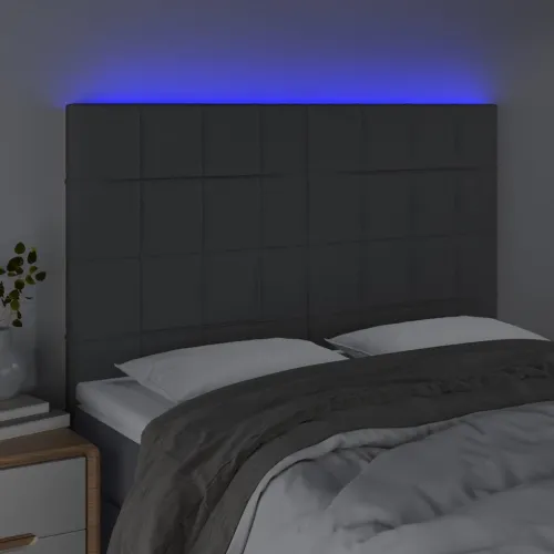 LED uzglavlje tamnosivo 144x5x118 cm od tkanine - Tamno siva 144 x 5 x 118/128 cm Cijena