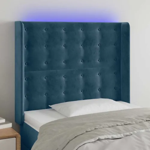 LED uzglavlje tamnoplavo 103x16x118/128 cm baršunasto - Tamno plava 103 x 16 x 118/128 cm Cijena