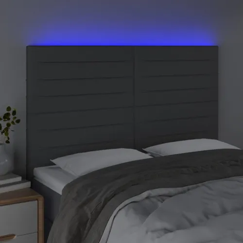 LED uzglavlje tamnosivo 144x5x118 cm od tkanine - Tamno siva 144 x 5 x 118/128 cm Cijena