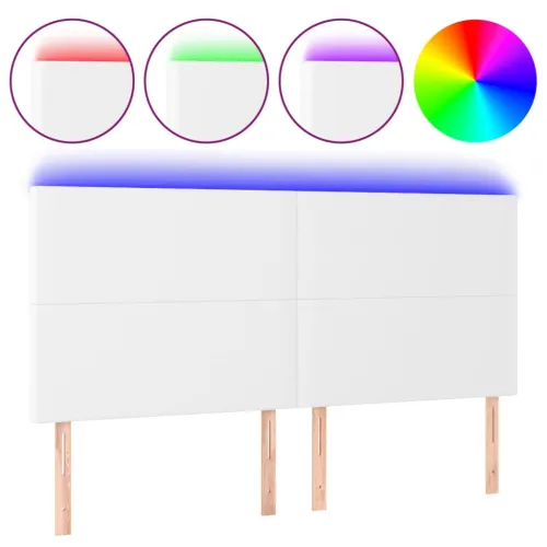 LED uzglavlje bijelo 200x5x118/128 cm od umjetne kože - Bijela 200 x 5 x 118/128 cm Cijena