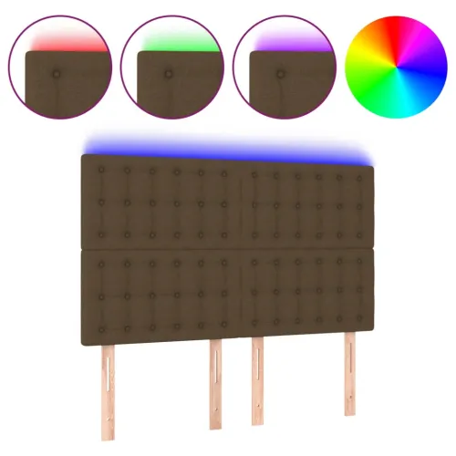 LED uzglavlje tamnosmeđe 144x5x118/128 cm od tkanine - Tamno smeđa 144 x 5 x 118/128 cm Cijena