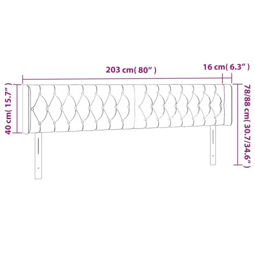 LED uzglavlje tamnosmeđe 203x16x78/88 cm od tkanine - Tamno smeđa 203 x 16 x 78/88 cm Cijena