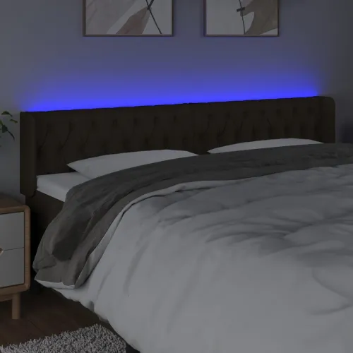 LED uzglavlje tamnosmeđe 203x16x78/88 cm od tkanine - Tamno smeđa 203 x 16 x 78/88 cm Cijena