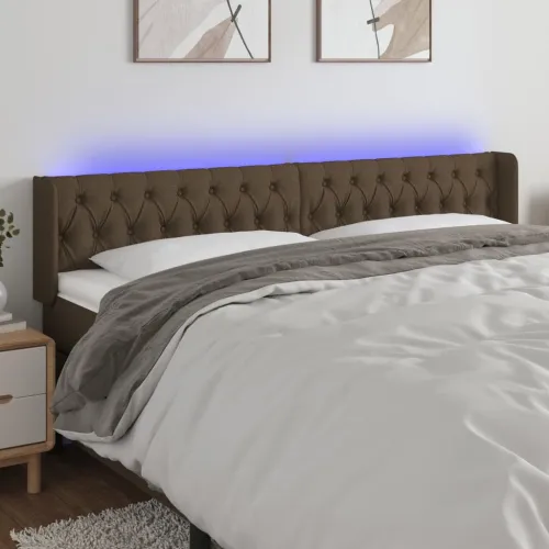 LED uzglavlje tamnosmeđe 203x16x78/88 cm od tkanine - Tamno smeđa 203 x 16 x 78/88 cm Cijena