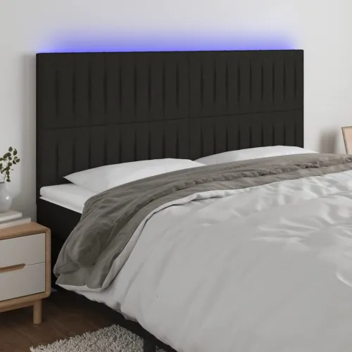 LED uzglavlje crno 200x5x118/128 cm od tkanine - Crna 200 x 5 x 118/128 cm Cijena