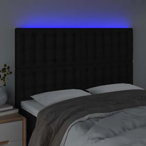 LED uzglavlje crno 144x5x118/128 cm od tkanine - Crna 144 x 5 x 118/128 cm Cijena