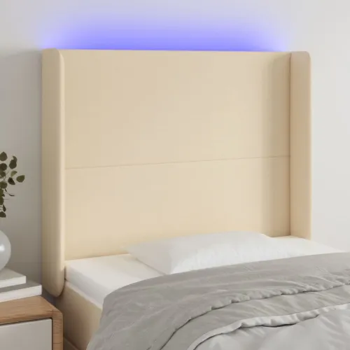 LED uzglavlje krem 83 x 16 x 118/128 cm od tkanine - Krema 83 x 16 x 118/128 cm Cijena