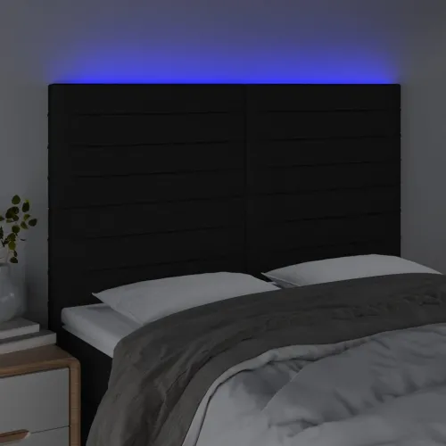 LED uzglavlje crno 144x5x118/128 cm od tkanine - Crna 144 x 5 x 118/128 cm Cijena