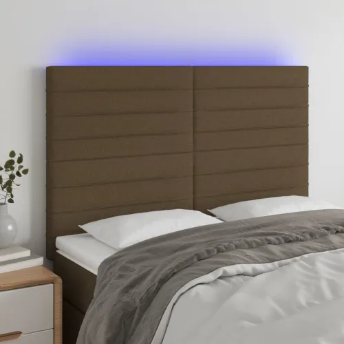 LED uzglavlje tamnosmeđe 144x5x118/128 cm od tkanine - Tamno smeđa 144 x 5 x 118/128 cm Cijena