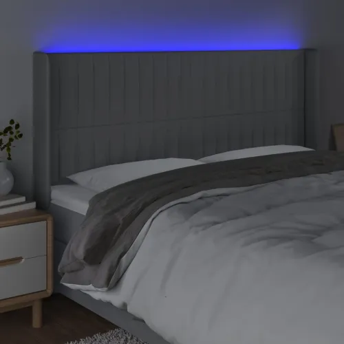 LED uzglavlje svjetlosivo 183 x 16 x 118/128 cm od tkanine - Svjetlosiva 183 x 16 x 118/128 cm Cijena