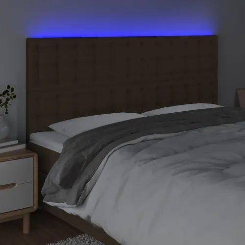 LED uzglavlje tamnosmeđe 200x5x118/128 cm od tkanine - Tamno smeđa 200 x 5 x 118/128 cm 1 Tamno smeđa Cijena