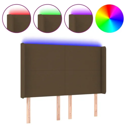 LED uzglavlje tamnosmeđe 147x16x118/128 cm od tkanine - Tamno smeđa 147 x 16 x 118/128 cm Cijena