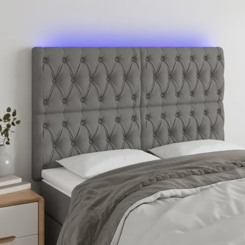 LED uzglavlje tamnosivo 160x7x118/128 cm od tkanine - Tamno siva 160 x 7 x 118/128 cm Cijena