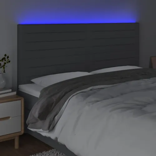 LED uzglavlje tamnosivo 180x5x118/128 cm od tkanine - Tamno siva 180 x 5 x 118/128 cm Cijena