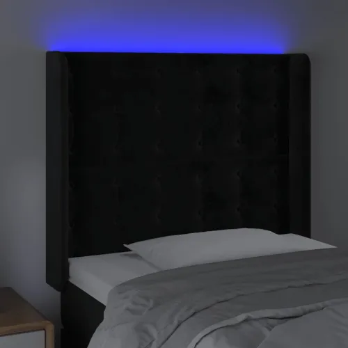 LED uzglavlje crno 93x16x118/128 cm baršunasto - Crna 93 x 16 x 118/128 cm Cijena
