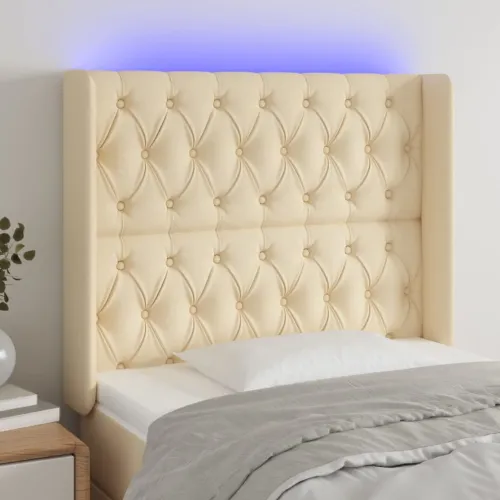 LED uzglavlje krem 103 x 16 x 118/128 cm od tkanine - Krema 103 x 16 x 118/128 cm Cijena