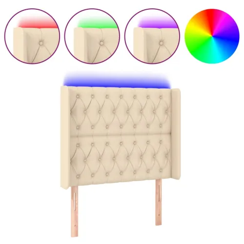 LED uzglavlje krem 103 x 16 x 118/128 cm od tkanine - Krema 103 x 16 x 118/128 cm Cijena