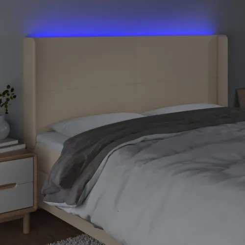 LED uzglavlje krem 183 x 16 x 118/128 cm od tkanine - Krema 183 x 16 x 118/128 cm Cijena