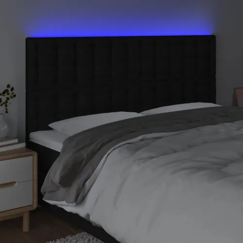 LED uzglavlje crno 200x5x118/128 cm od tkanine - Crna 200 x 5 x 118/128 cm Cijena