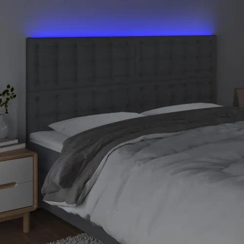 LED uzglavlje tamnosivo 160x5x118/128 cm od tkanine - Tamno siva 160 x 5 x 118/128 cm Cijena