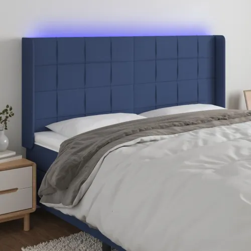 LED uzglavlje plavo 203 x 16 x 118/128 cm od tkanine - Plava 203 x 16 x 118/128 cm Cijena