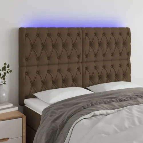 LED uzglavlje tamnosmeđe 144x7x118/128 cm od tkanine - Tamno smeđa 144 x 7 x 118/128 cm Cijena