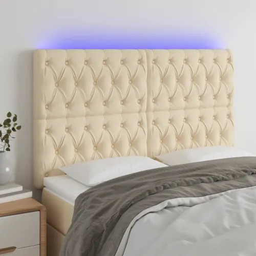 LED uzglavlje krem 144x7x118/128 cm od tkanine - Krema 144 x 7 x 118/128 cm Cijena
