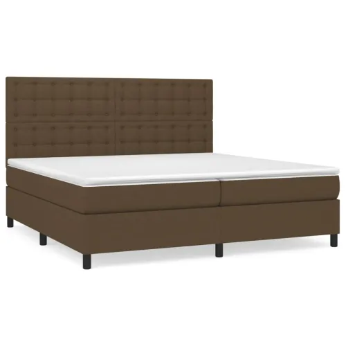 Boxspring - Krevet s oprugama i madracem tamnosmeđi 200x200 cm od tkanine - Tamno smeđa 200 x 200 cm gumbi Tamno smeđa Cijena