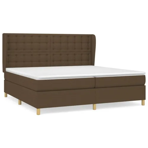 Boxspring - Krevet s oprugama i madracem tamnosmeđi 200x200 cm od tkanine - Tamno smeđa 200 x 200 cm gumbi Tamno smeđa Cijena