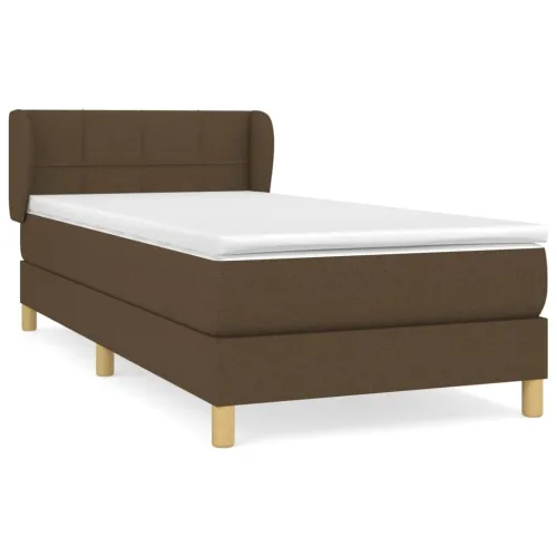 Boxspring - Krevet s oprugama i madracem tamnosmeđi 90 x 200 cm od tkanine - Tamno smeđa 90 x 200 cm Blok s kvadratima Tamno sme Cijena