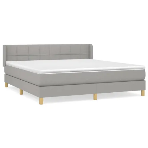 Boxspring - Krevet s oprugama i madracem svjetlosivi 180x200 cm od tkanine - Svjetlosiva 180 x 200 cm Blok s kvadratima Svjetlos Cijena