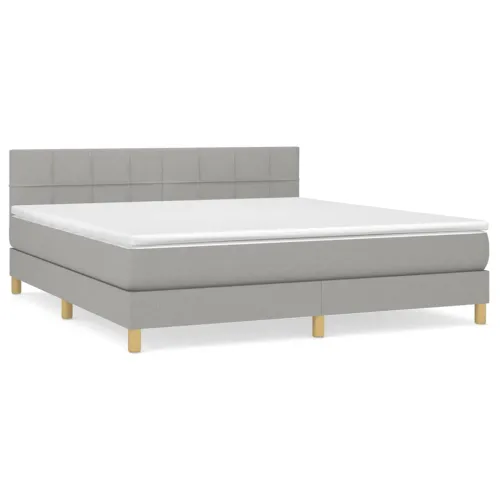 Boxspring - Krevet s oprugama i madracem svjetlosivi 180x200 cm od tkanine - Svjetlosiva 180 x 200 cm Blok s kvadratima Svjetlos Cijena