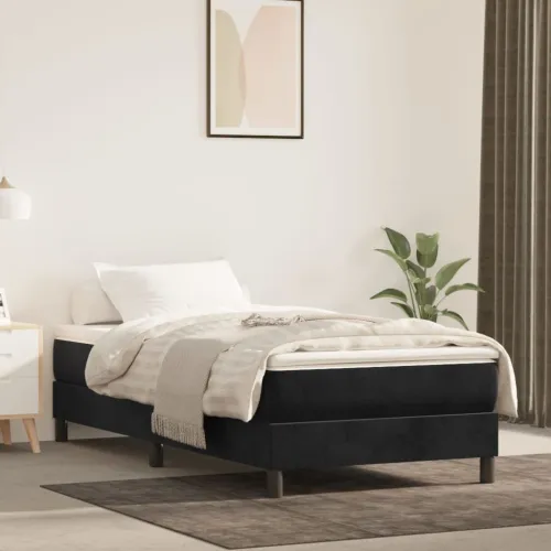 Box spring krevet s madracem crni 100x200 cm baršunasti - Crna 100 x 200 cm 25 cm Cijena