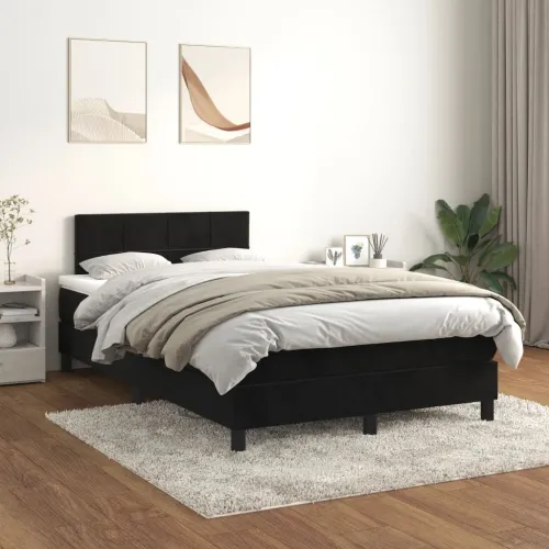 Box spring krevet s madracem crni 120 x 200 cm baršunasti - Crna 120 x 200 cm Blok s kvadratima Cijena