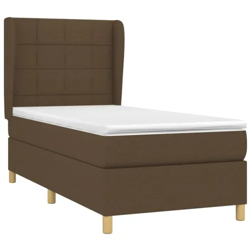 Boxspring - Krevet s oprugama i madracem tamnosmeđi 90 x 190 cm od tkanine - Tamno smeđa 90 x 190 cm Blok s kvadratima Tamno sme Cijena