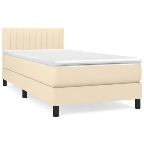 Boxspring - Krevet s oprugama i madracem krem 90 x 200 cm od tkanine - Krema 90 x 200 cm Okomite pruge Krema Cijena