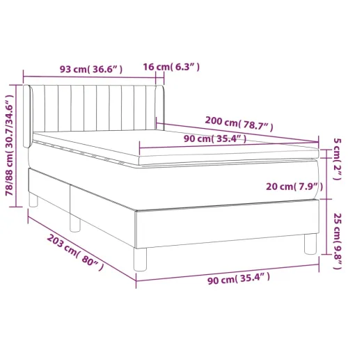 Boxspring - Krevet s oprugama i madracem plavi 90 x 200 cm od tkanine - Plava 90 x 200 cm Okomite pruge Plava Cijena