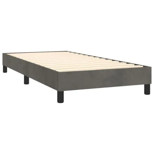 Box spring krevet s madracem tamnosivi 100x200 cm baršunasti - Tamno siva 100 x 200 cm Blok s kvadratima Tamno siva Cijena