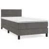 Box spring krevet s madracem tamnosivi 100x200 cm baršunasti - Tamno siva 100 x 200 cm Blok s kvadratima
