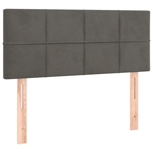 Box spring krevet s madracem tamnosivi 100x200 cm baršunasti - Tamno siva 100 x 200 cm Blok s kvadratima Tamno siva Cijena