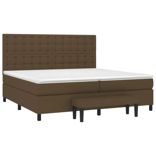 Boxspring - Krevet s oprugama i madracem tamnosmeđi 200x200 cm od tkanine - Tamno smeđa 200 x 200 cm gumbi Tamno smeđa Cijena