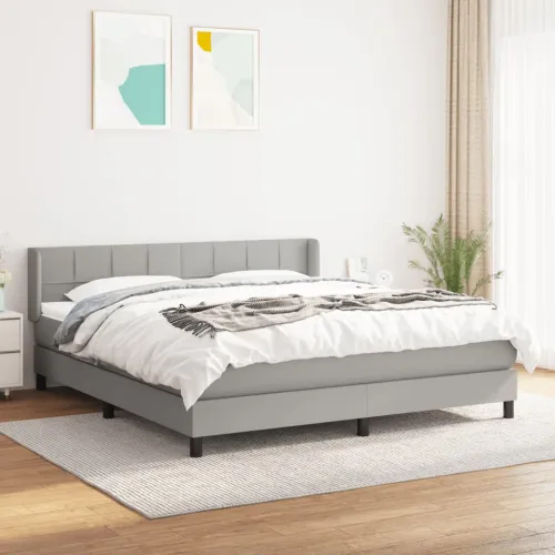 Krevet box spring s madracem svjetlosiva 160x200 cm tkanina - Svjetlosiva 160 x 200 cm Blok s kvadratima Svjetlosiva Cijena